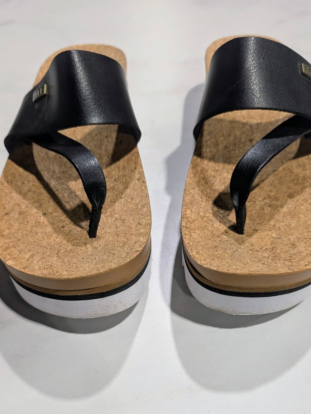 Reef Black Cork-Style Platform Thong Sandals - Women